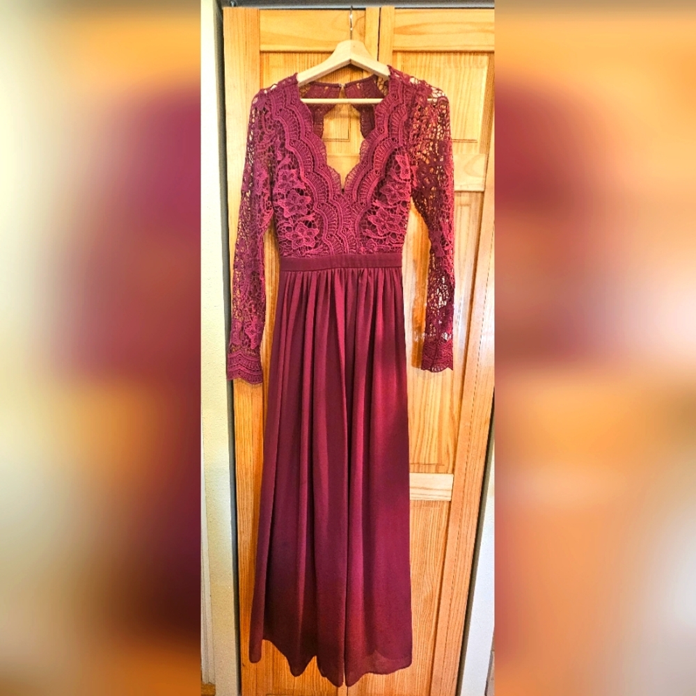 Lulu's dark red long dress